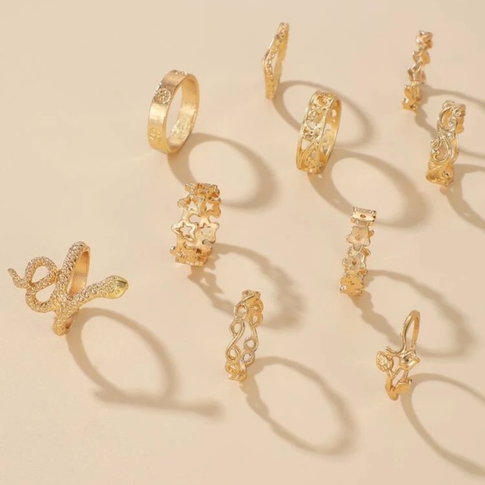💥Sale 4 for 20 10pc Serpentine & Leaf Rings - Picture 2 of 5